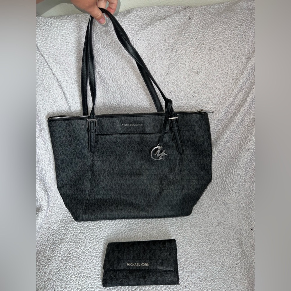 Michael Kors purse and wallet set with classic MK print. Gently used.
